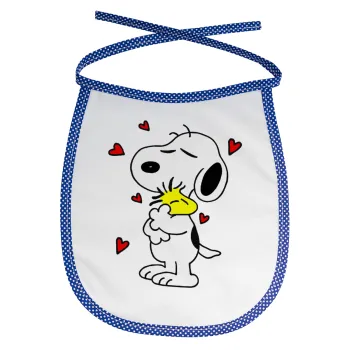 Snoopy Love, Σαλιάρα μωρού αλέκιαστη με κορδόνι Μπλε