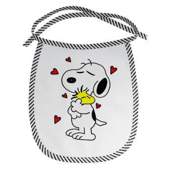 Snoopy Love, Σαλιάρα μωρού αλέκιαστη με κορδόνι Μαύρη