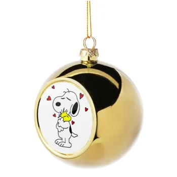 Snoopy Love, Στολίδι Χριστουγεννιάτικη μπάλα δένδρου Χρυσή 8cm