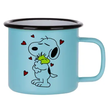 Snoopy Love, Κούπα Μεταλλική εμαγιέ ΜΑΤ σιέλ 360ml