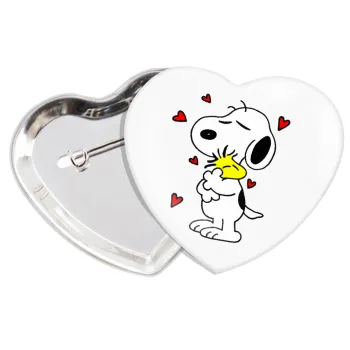 Snoopy Love, Κονκάρδα παραμάνα καρδιά (57x52mm)