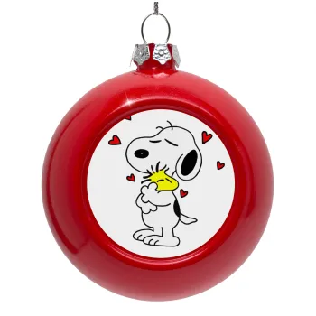 Snoopy Love, Red Christmas tree ornament bauble 8cm