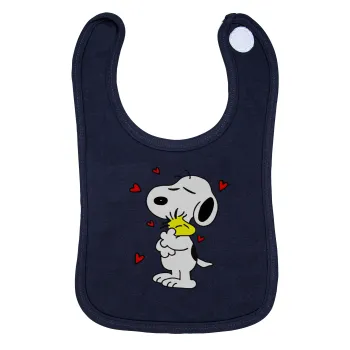 Snoopy Love, Σαλιάρα με Σκρατς 100% Organic Cotton Μπλε (0-18 months)