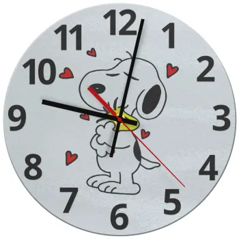 Snoopy Love, Ρολόι τοίχου γυάλινο (30cm)