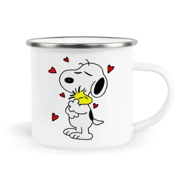 Snoopy Love, Metallic enamel cup white 360ml