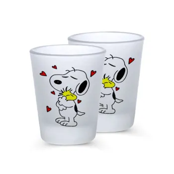 Snoopy Love, Σφηνοπότηρα γυάλινα 45ml του πάγου (2 τεμάχια)
