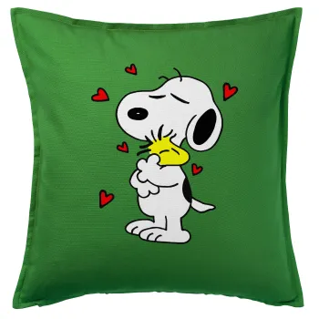 Snoopy Love, Sofa cushion Green 50x50cm includes filling