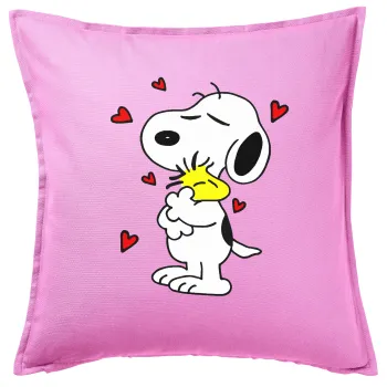 Snoopy Love, Sofa cushion Pink 50x50cm includes filling