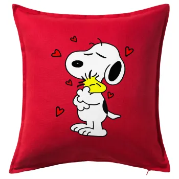Snoopy Love, Sofa cushion RED 50x50cm includes filling