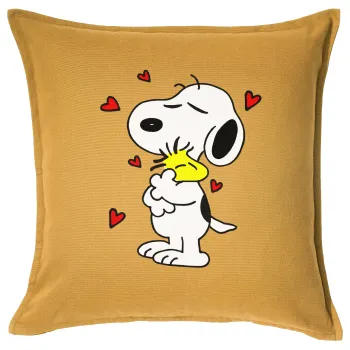 Snoopy Love, Sofa cushion YELLOW 50x50cm includes filling