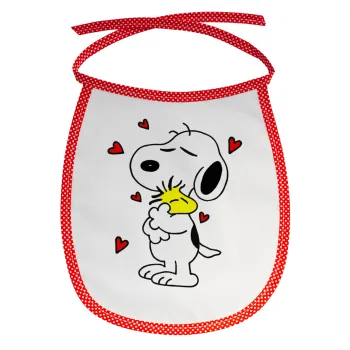 Snoopy Love, Σαλιάρα μωρού αλέκιαστη με κορδόνι Κόκκινη