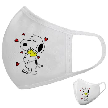 Snoopy Love, Μάσκα υφασμάτινη υψηλής άνεσης παιδική (Δώρο πλαστική θήκη)