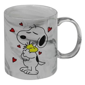Snoopy Love, Mug ceramic marble style, 330ml