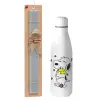 Easter Set, metallic stainless thermos bottle (500ml) & scented flat Easter candle (30cm) (GRAY)