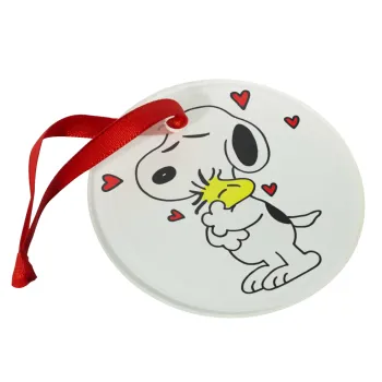Snoopy Love, Christmas ornament glass 9cm