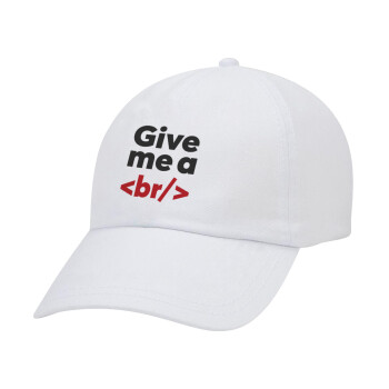 Give me a <br/>, Καπέλο ενηλίκων Jockey Λευκό (snapback, 5-φύλλο, unisex)