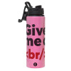 Metallic water bottle with safety lid, 850ml aluminum