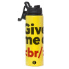 Metallic water bottle with safety lid, 850ml aluminum
