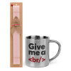 Easter Set, metallic thermal cup (300ml) & aromatic flat Easter candle (30cm) (PINK)