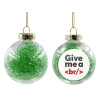 Transparent Christmas tree ball ornament with green filling 8cm