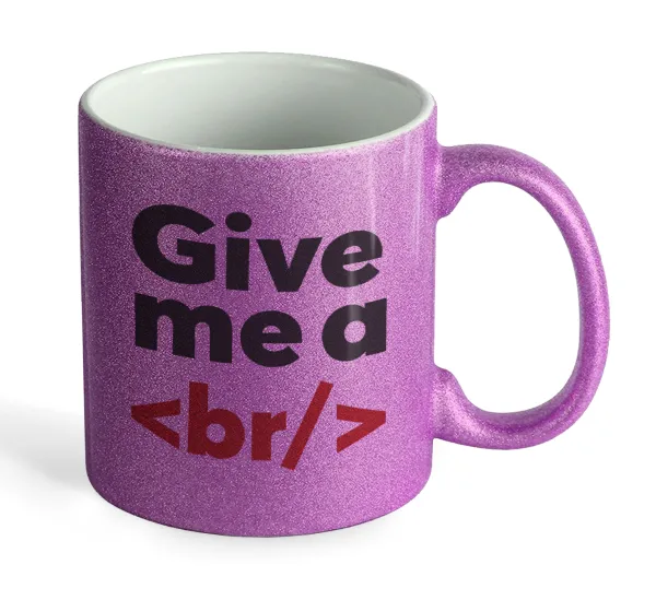 Give me a <br/> — Κούπα Μωβ Glitter που γυαλίζει, κεραμική, 330ml