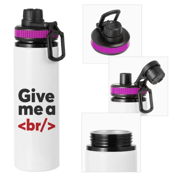 Give me a <br/> — Metallic water bottle with safety lid, 850ml aluminum