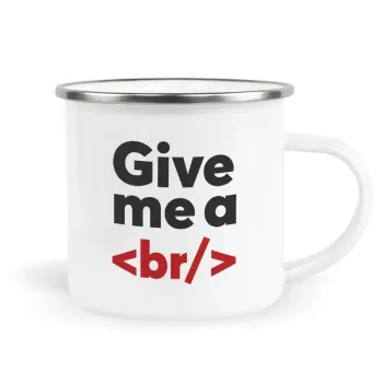 Give me a <br/>, Metallic enamel cup white 360ml