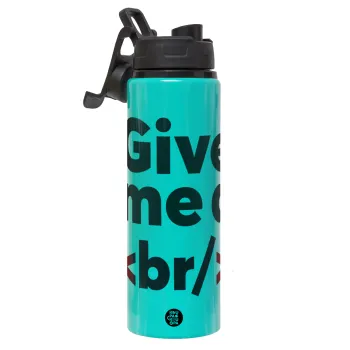 Give me a <br/>, Metallic water bottle with safety lid, 850ml aluminum