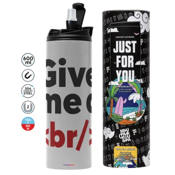 Give me a <br/>, Tumbler stainless steel GREY 600ml