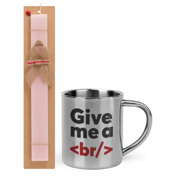Give me a <br/>, Easter Set, metallic thermal cup (300ml) & aromatic flat Easter candle (30cm) (PINK)
