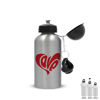 Love, Metallic water jug, Silver, aluminum 500ml