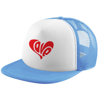 Love, Καπέλο Soft Trucker με Δίχτυ Γαλάζιο/Λευκό