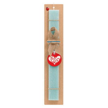Love, Easter Set, wooden keychain & aromatic flat Easter candle (30cm) (TURQUOISE)
