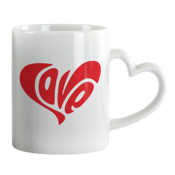 Love, Mug heart handle, ceramic, 330ml