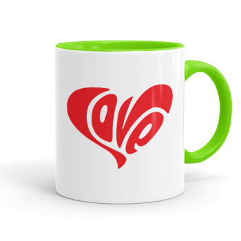Love, Mug colored light green, ceramic, 330ml