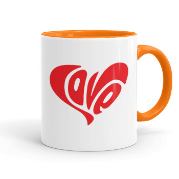 Love, Mug colored orange, ceramic, 330ml