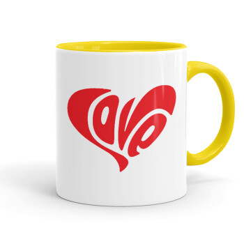 Love, Mug colored yellow, ceramic, 330ml