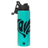 Metallic water bottle with safety lid, 850ml aluminum