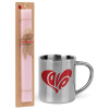 Easter Set, metallic thermal cup (300ml) & aromatic flat Easter candle (30cm) (PINK)