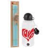 Easter Set, metallic aluminum water bottle (500ml) & scented flat candle (30cm) (TURQUOISE)