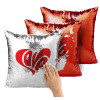 Μαξιλάρι καναπέ Μαγικό Κόκκινο με πούλιες 40x40cm περιέχεται το γέμισμα