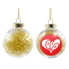 Transparent Christmas tree ball ornament with gold filling 8cm