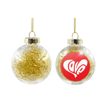 Love, Χριστουγεννιάτικη μπάλα δένδρου διάφανη με χρυσό γέμισμα 8cm