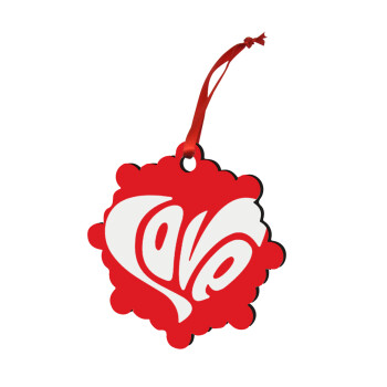 Love, Christmas ornament snowflake wooden 7.5cm