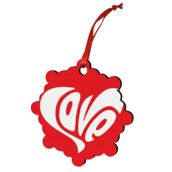 Love, Christmas ornament snowflake wooden 7.5cm