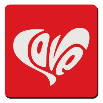 Love, Τετράγωνο μαγνητάκι ξύλινο 9x9cm