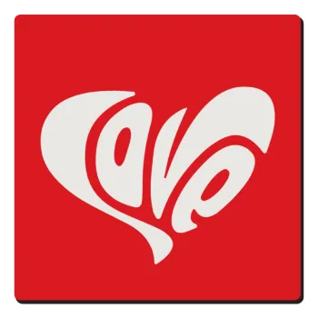 Love, Τετράγωνο μαγνητάκι ξύλινο 6x6cm