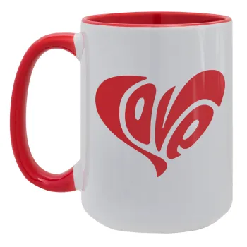 Love, Κούπα Mega 15oz, κεραμική Κόκκινη, 450ml