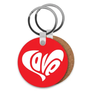 Love, Μπρελόκ Ξύλινο στρογγυλό MDF Φ5cm