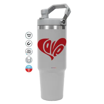 Love, GREY color, 890ml (30oz) stainless Steel Tumbler with Handle